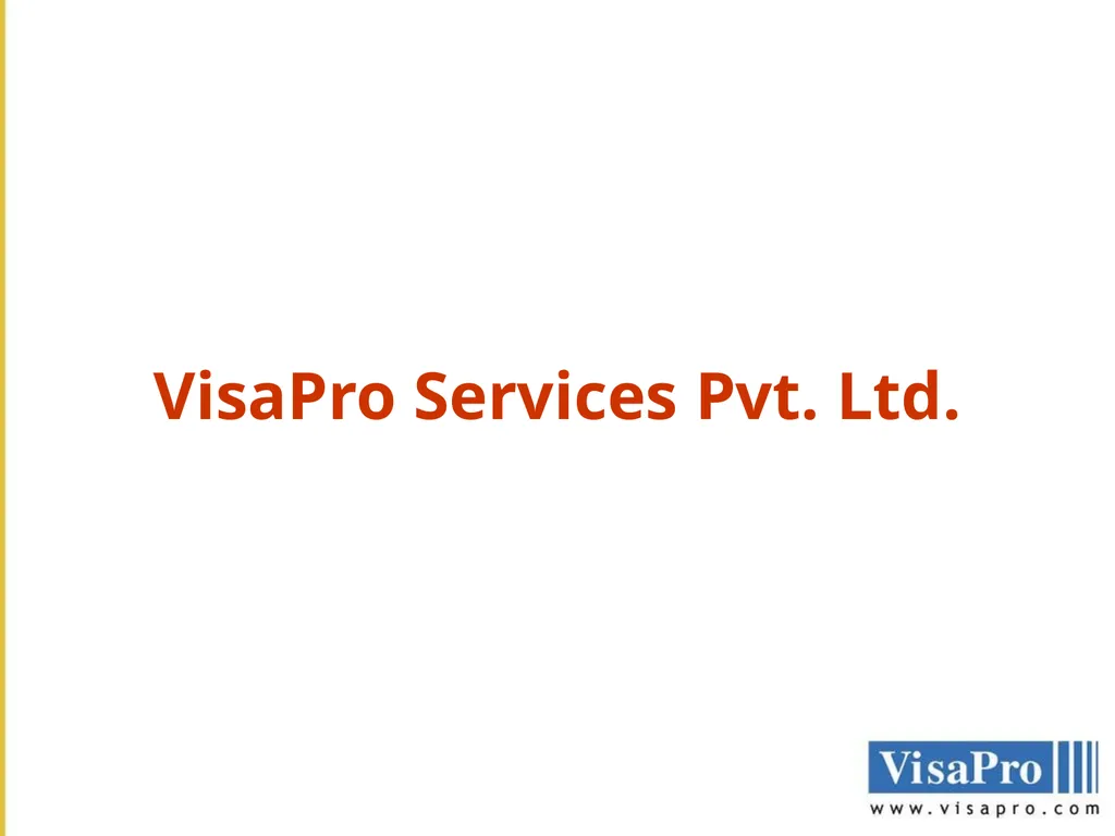 VisaPro Services Pvt. Ltd. THE COMPANY VisaPro - slide 1 of 10