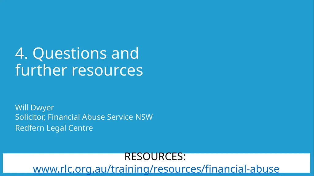 Resolving financial abuse legal issues with telco - slide 20 of 22
