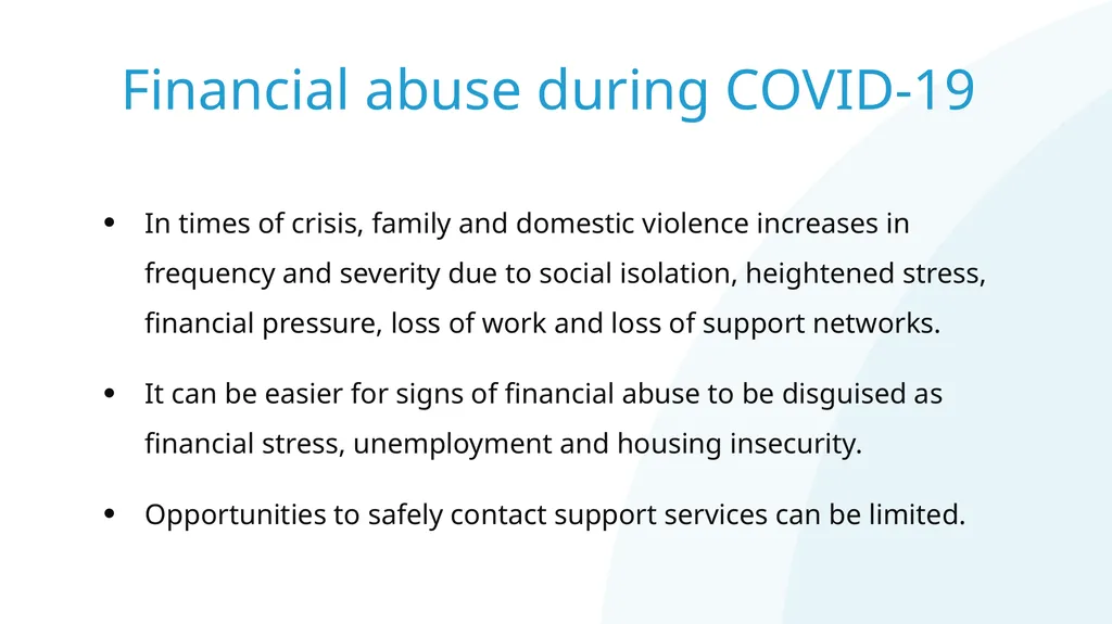 Resolving financial abuse legal issues with telco - slide 7 of 22