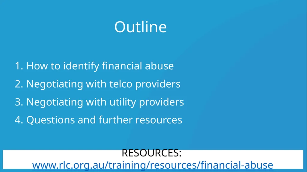 Resolving financial abuse legal issues with telco - slide 3 of 22