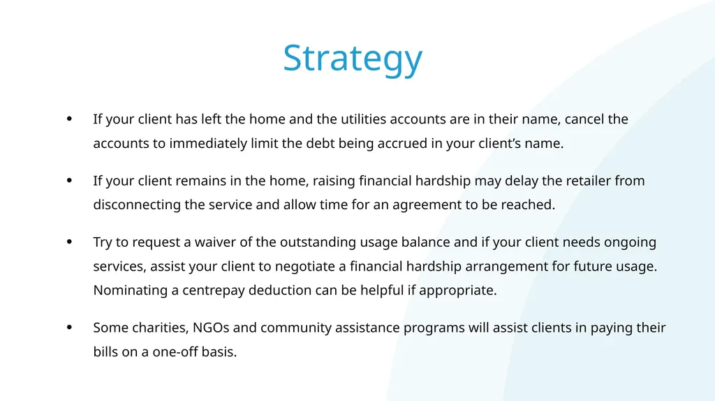 Resolving financial abuse legal issues with telco - slide 19 of 22