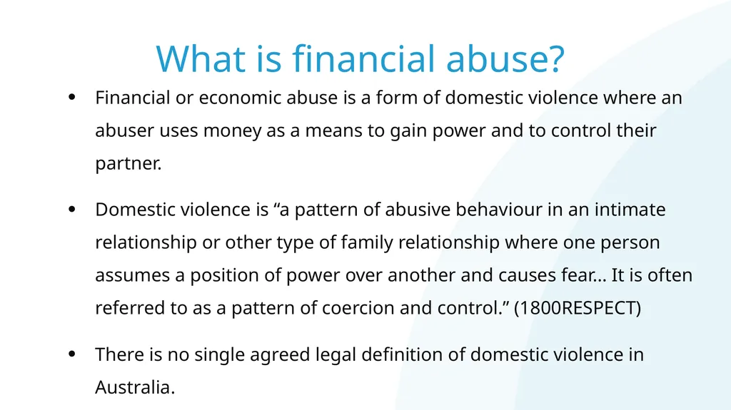 Resolving financial abuse legal issues with telco - slide 5 of 22