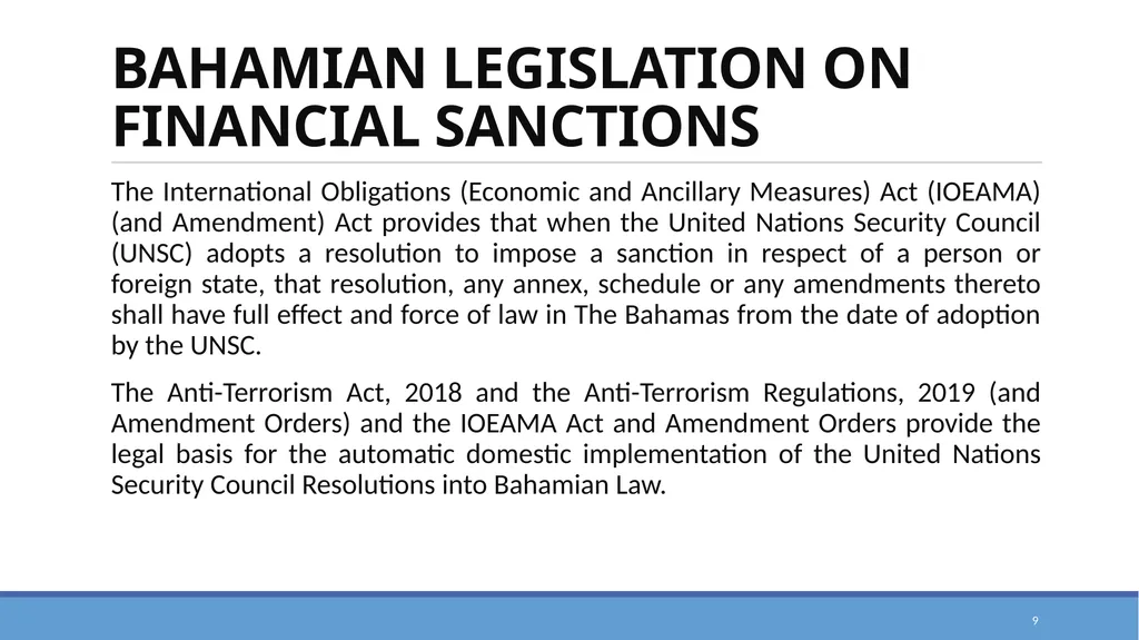 TARGETED FINANCIAL SANCTIONS RELATED TO TERRORISM, - slide 9 of 25