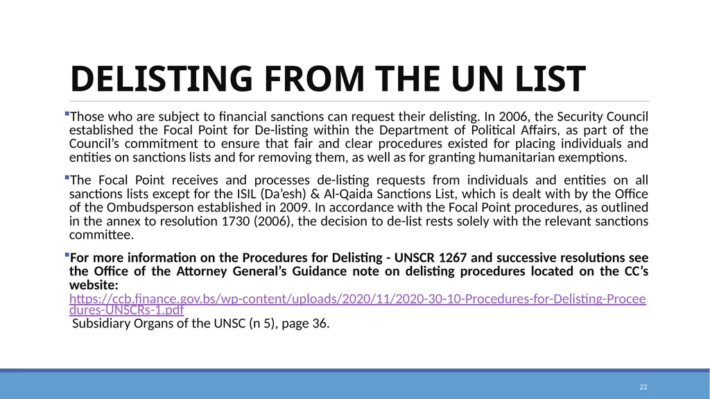 TARGETED FINANCIAL SANCTIONS RELATED TO TERRORISM, - slide 22 of 25