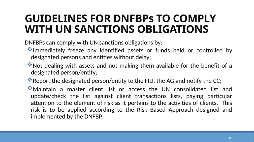 TARGETED FINANCIAL SANCTIONS RELATED TO TERRORISM, - slide 16 of 25