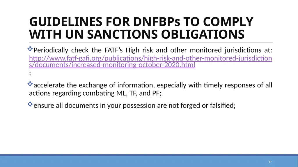 TARGETED FINANCIAL SANCTIONS RELATED TO TERRORISM, - slide 17 of 25