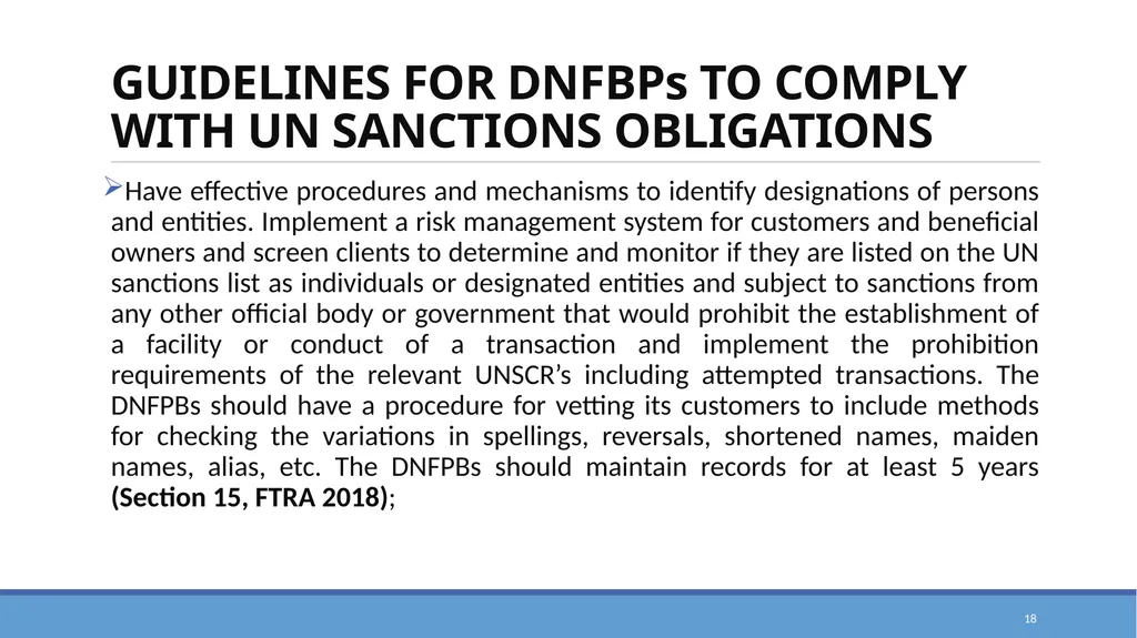 TARGETED FINANCIAL SANCTIONS RELATED TO TERRORISM, - slide 18 of 25
