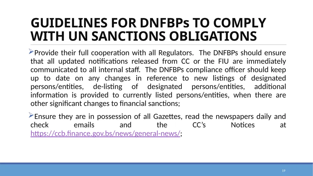 TARGETED FINANCIAL SANCTIONS RELATED TO TERRORISM, - slide 19 of 25