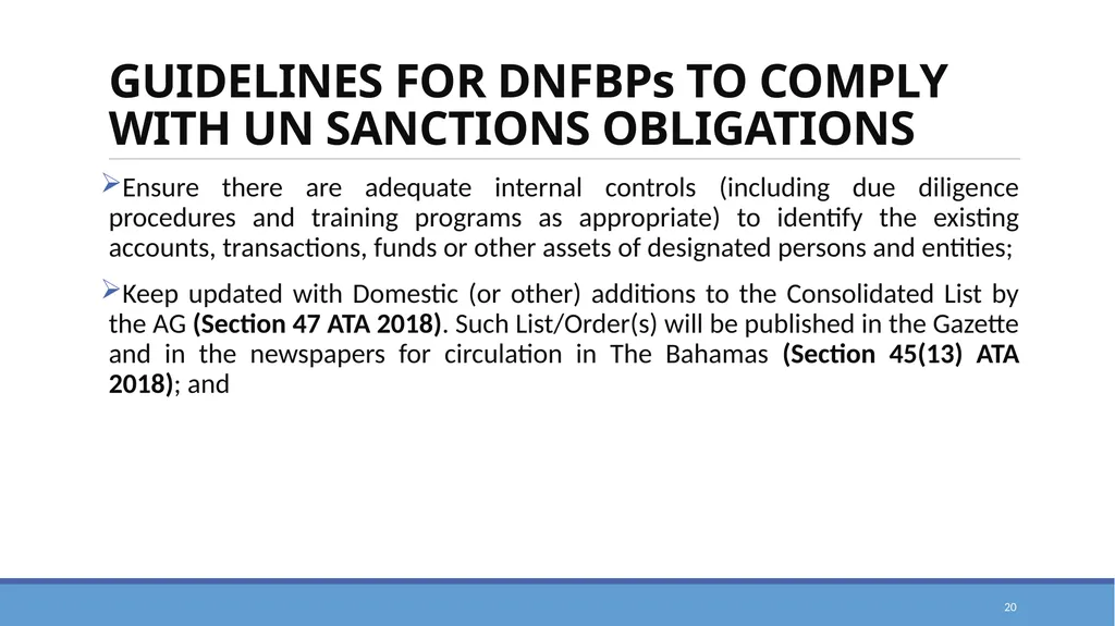 TARGETED FINANCIAL SANCTIONS RELATED TO TERRORISM, - slide 20 of 25