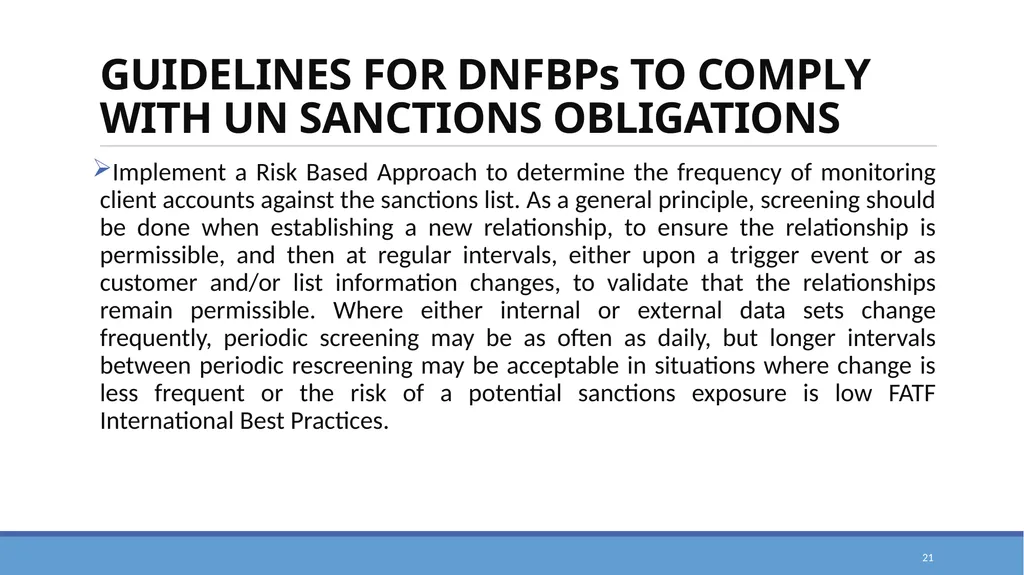 TARGETED FINANCIAL SANCTIONS RELATED TO TERRORISM, - slide 21 of 25