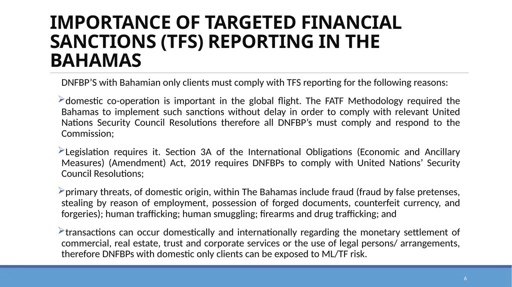 TARGETED FINANCIAL SANCTIONS RELATED TO TERRORISM, - slide 6 of 25