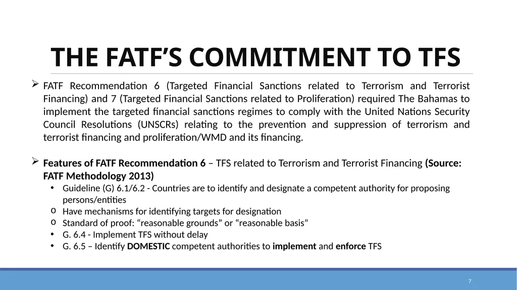 TARGETED FINANCIAL SANCTIONS RELATED TO TERRORISM, - slide 7 of 25