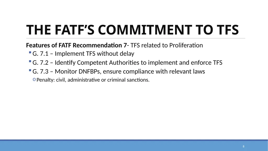 TARGETED FINANCIAL SANCTIONS RELATED TO TERRORISM, - slide 8 of 25