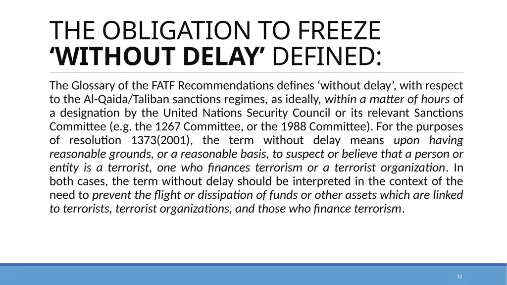 TARGETED FINANCIAL SANCTIONS RELATED TO TERRORISM, - slide 12 of 25