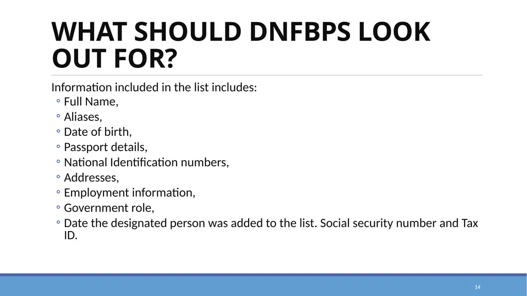 TARGETED FINANCIAL SANCTIONS RELATED TO TERRORISM, - slide 14 of 25