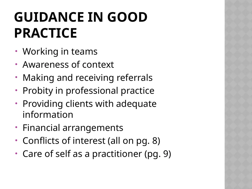 Ethics for Counselling and Psychotherapy Values - slide 17 of 19