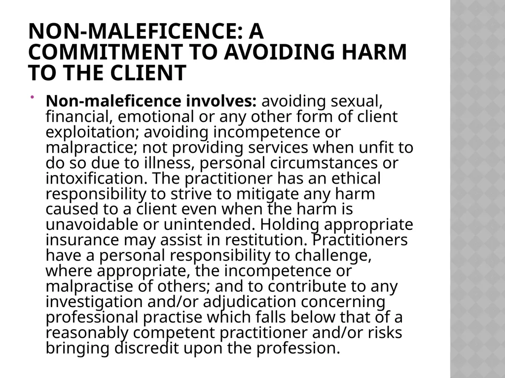 Ethics for Counselling and Psychotherapy Values - slide 8 of 19