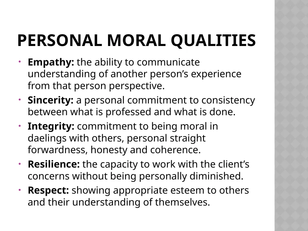 Ethics for Counselling and Psychotherapy Values - slide 12 of 19