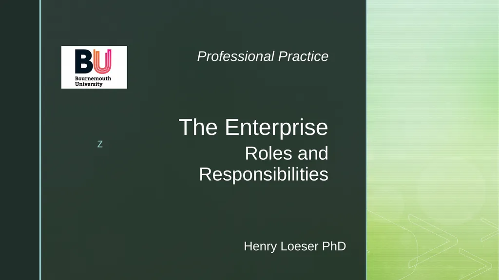 The Enterprise Roles and Responsibilities - slide 1 of 19
