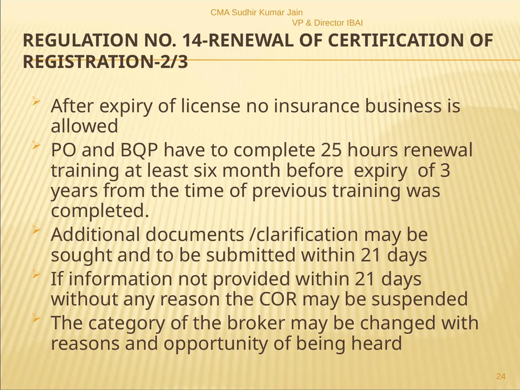 A Presentation On IRDAI (Insurance Brokers) - slide 24 of 79