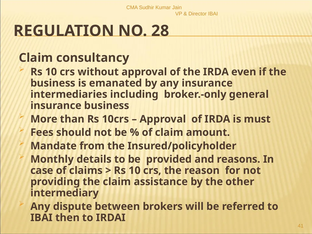 A Presentation On IRDAI (Insurance Brokers) - slide 41 of 79