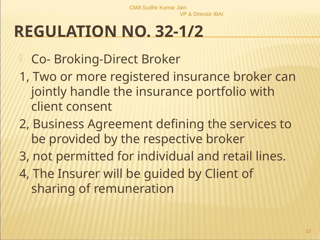 A Presentation On IRDAI (Insurance Brokers) - slide 47 of 79