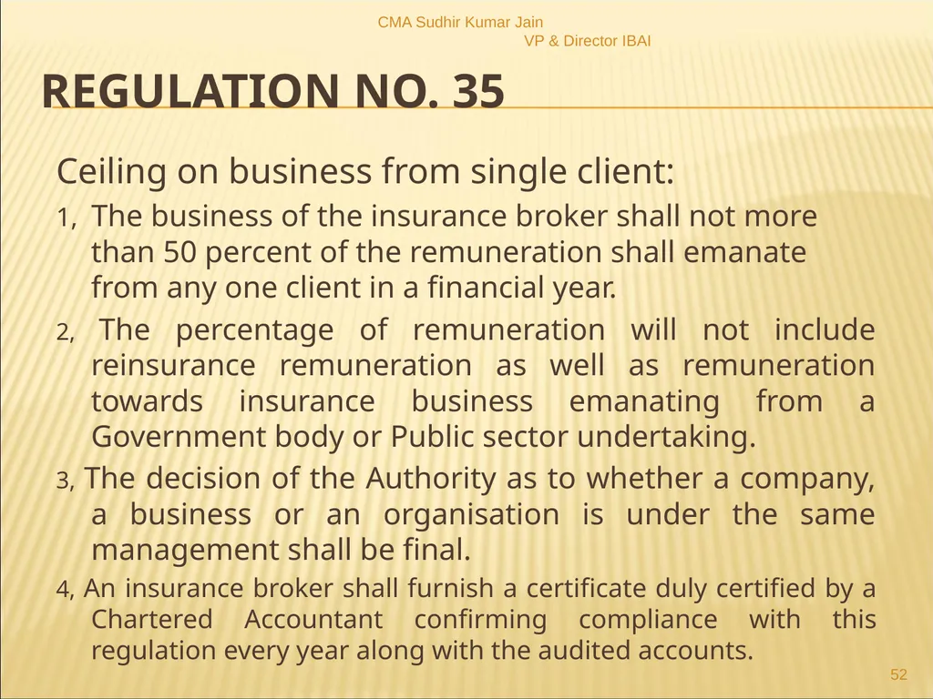 A Presentation On IRDAI (Insurance Brokers) - slide 52 of 79