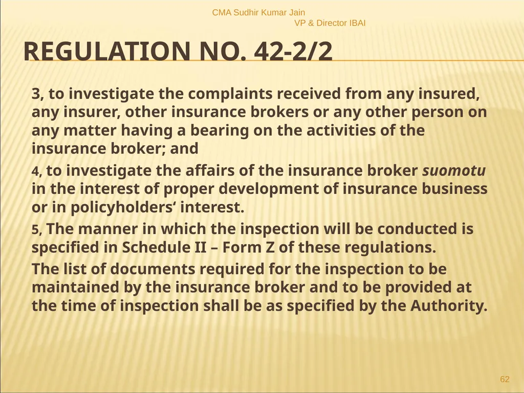 A Presentation On IRDAI (Insurance Brokers) - slide 62 of 79