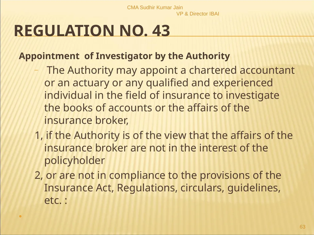 A Presentation On IRDAI (Insurance Brokers) - slide 63 of 79