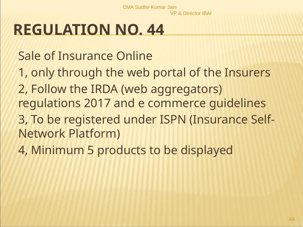 A Presentation On IRDAI (Insurance Brokers) - slide 64 of 79
