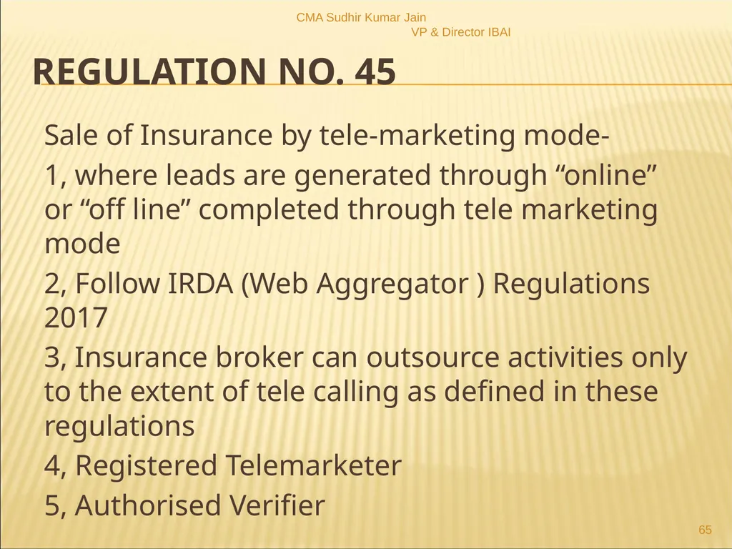 A Presentation On IRDAI (Insurance Brokers) - slide 65 of 79