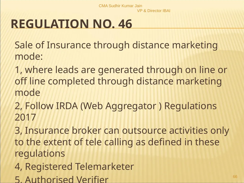 A Presentation On IRDAI (Insurance Brokers) - slide 66 of 79