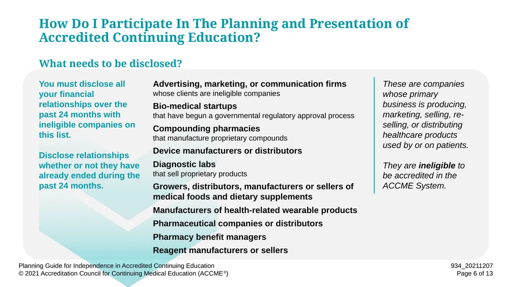 Planning Guide for Independence in Accredited - slide 6 of 13