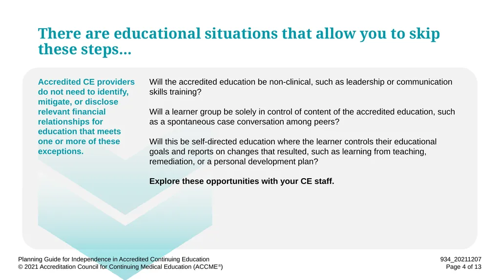 Planning Guide for Independence in Accredited - slide 4 of 13