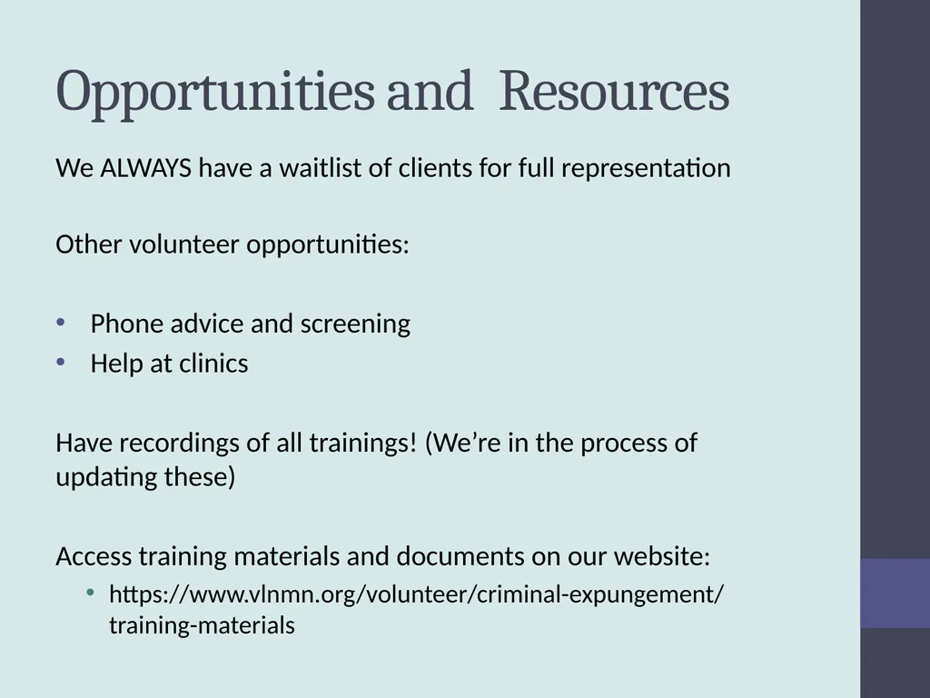 Criminal Expungement Full Representation Training - slide 40 of 41
