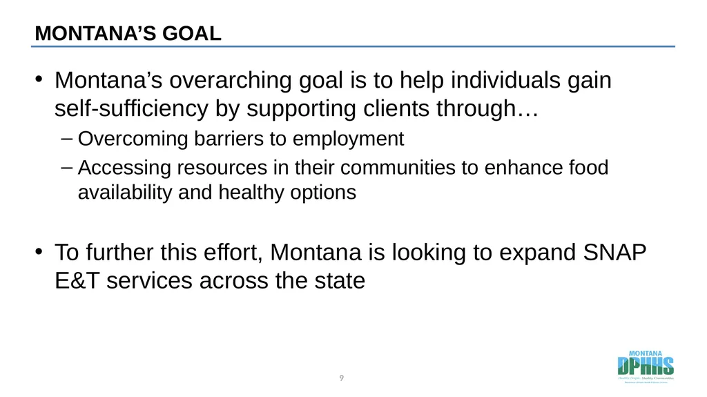 Agenda SNAP E&T Overview SNAP E&T Goals Strategy - slide 9 of 19