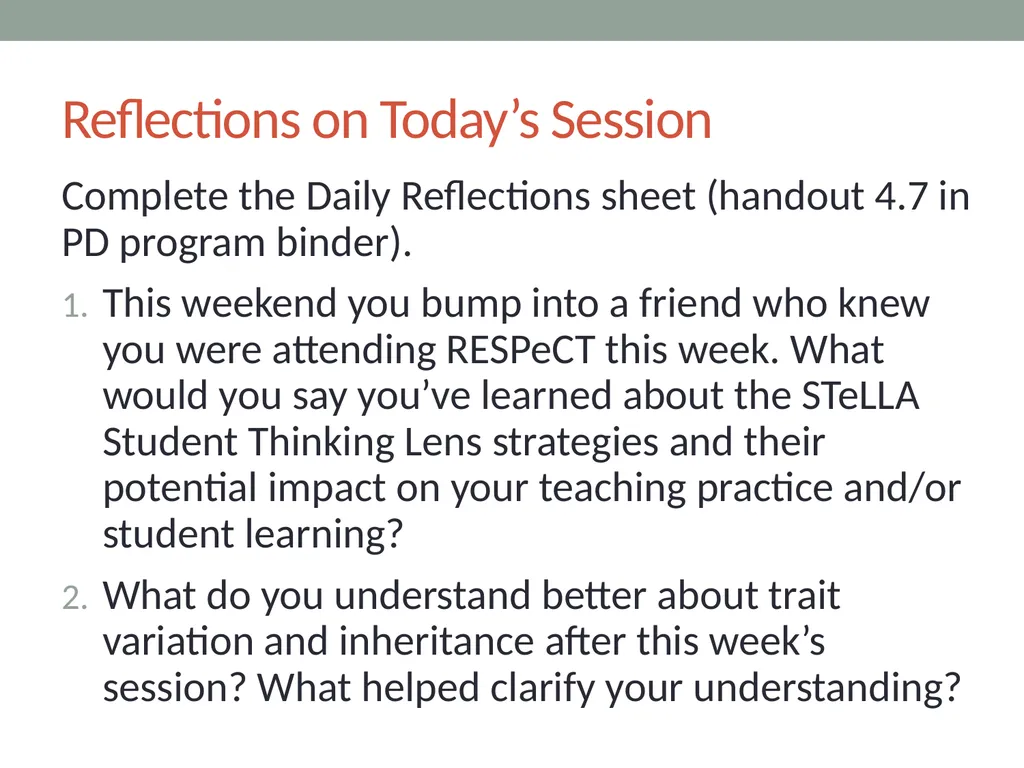 RESPeCT PD pROGRAM RESPeCT Summer Institute Day 4 - slide 63 of 63