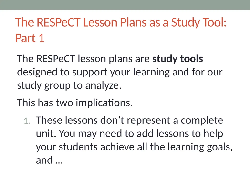 RESPeCT PD pROGRAM RESPeCT Summer Institute Day 4 - slide 21 of 63