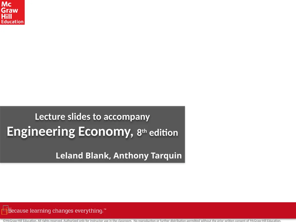 Lecture slides to accompany Engineering Economy,