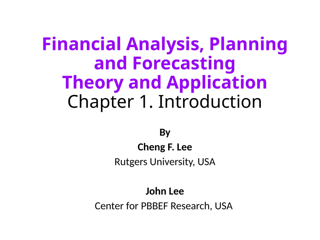 Financial Analysis, Planning and Forecasting - slide 1 of 25