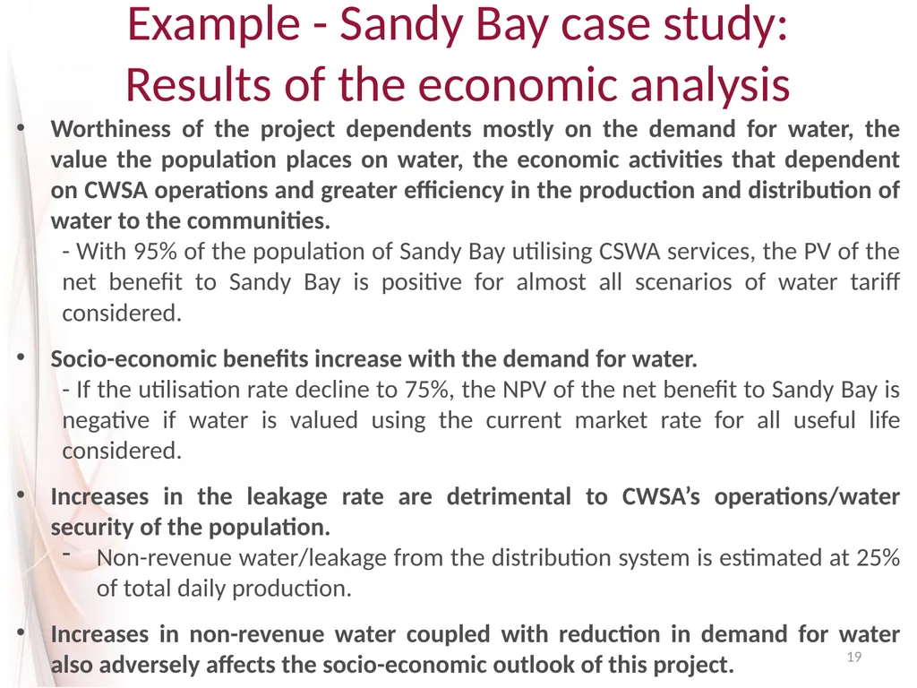 Climate Proofing the Sandy Bay water service - slide 19 of 28