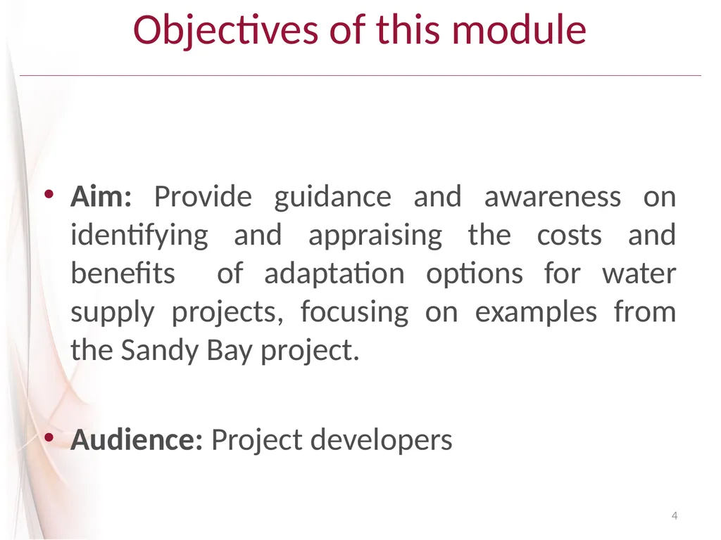 Climate Proofing the Sandy Bay water service - slide 4 of 28
