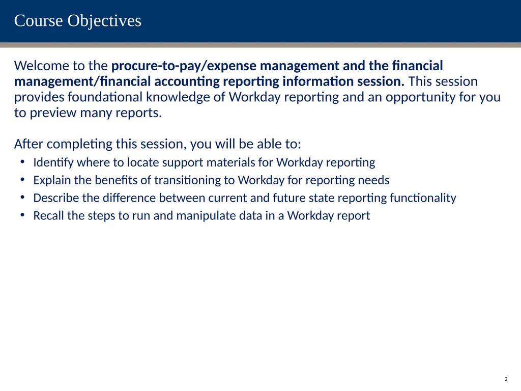 Change Network Reporting Sessions: Procurement & - slide 2 of 24