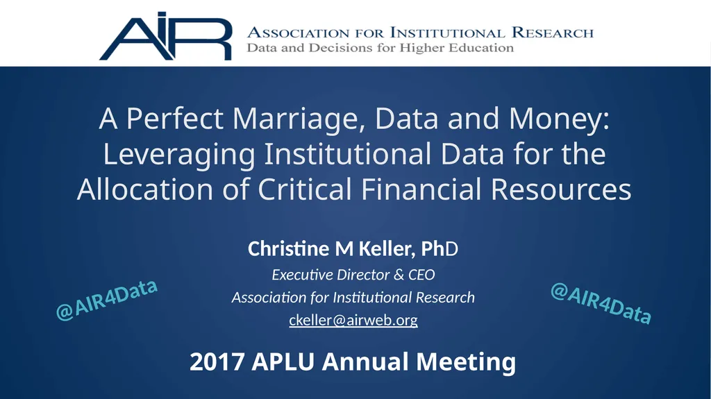 Christine M Keller, PhD Executive Director & CEO - slide 1 of 12