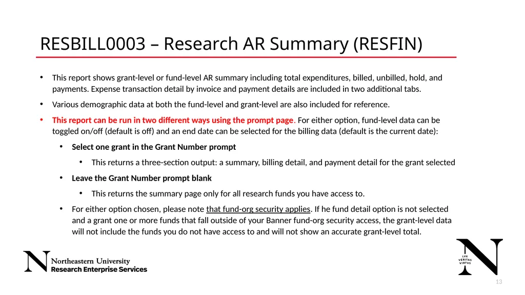 Research Finance Cognos Golden Reports 2 New - slide 13 of 17