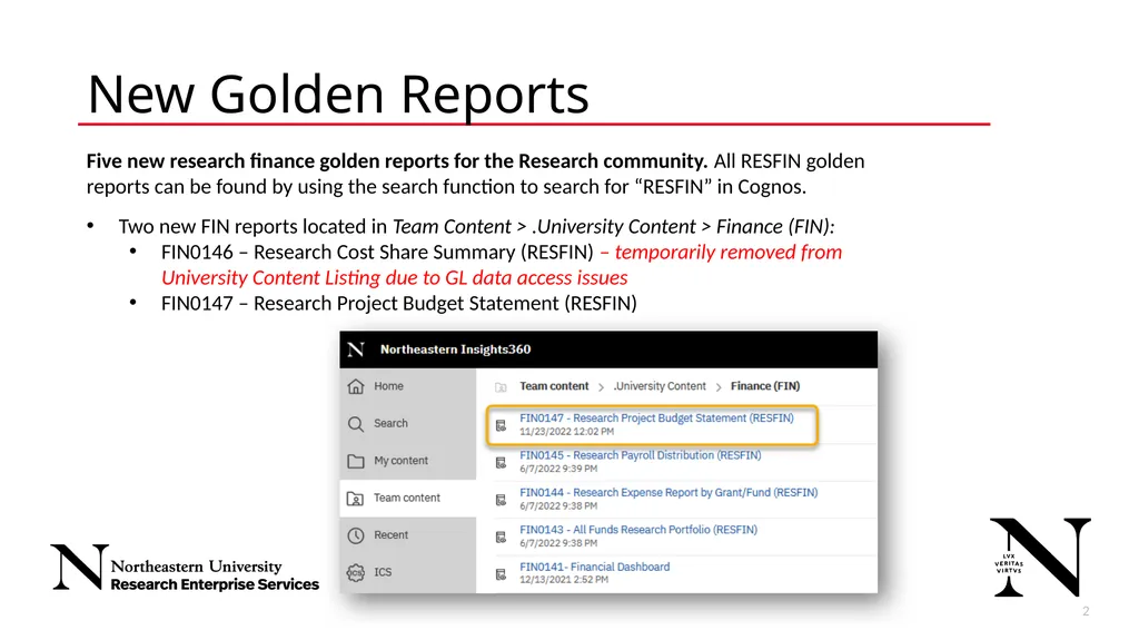 Research Finance Cognos Golden Reports 2 New - slide 2 of 17