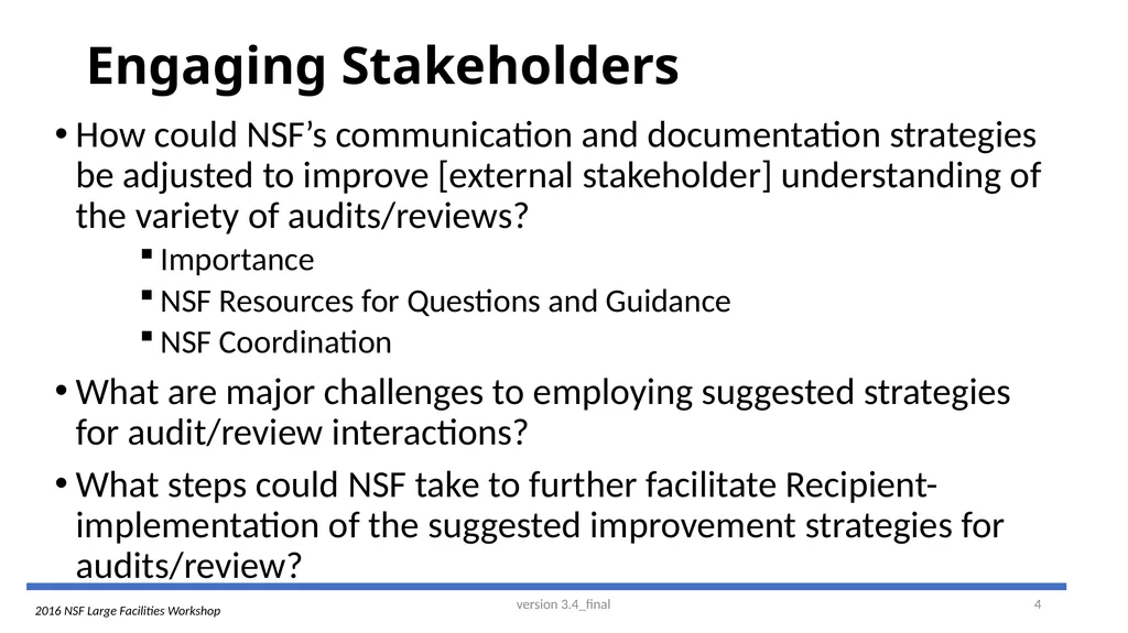 2016 NSF Large Facilities Workshop Making Sense of - slide 4 of 13