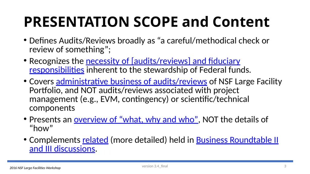 2016 NSF Large Facilities Workshop Making Sense of - slide 3 of 13