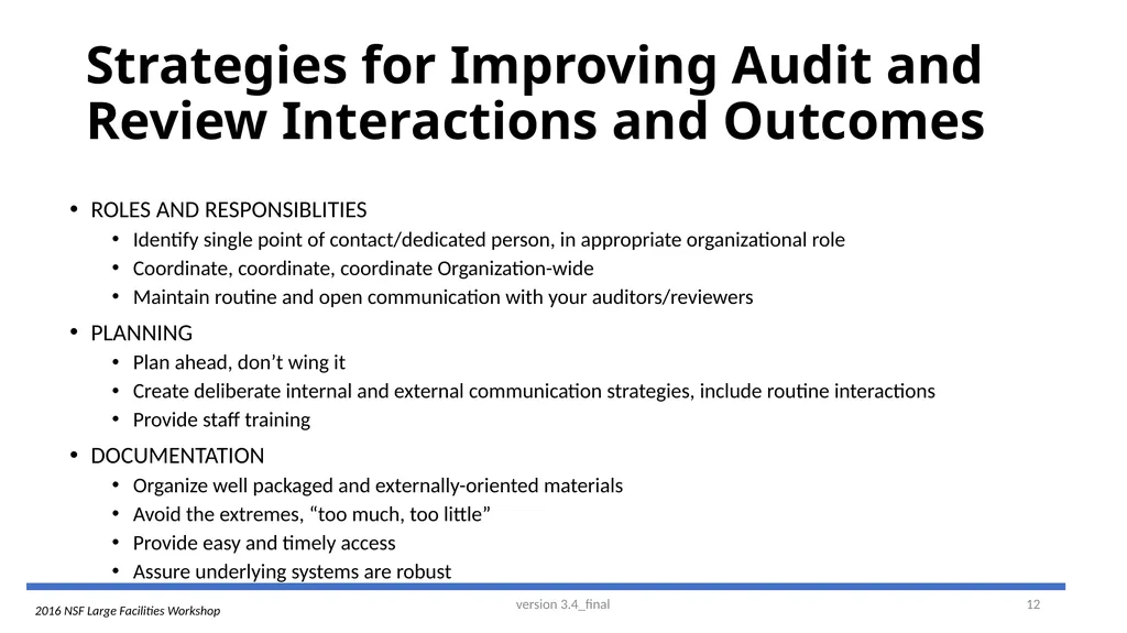 2016 NSF Large Facilities Workshop Making Sense of - slide 12 of 13