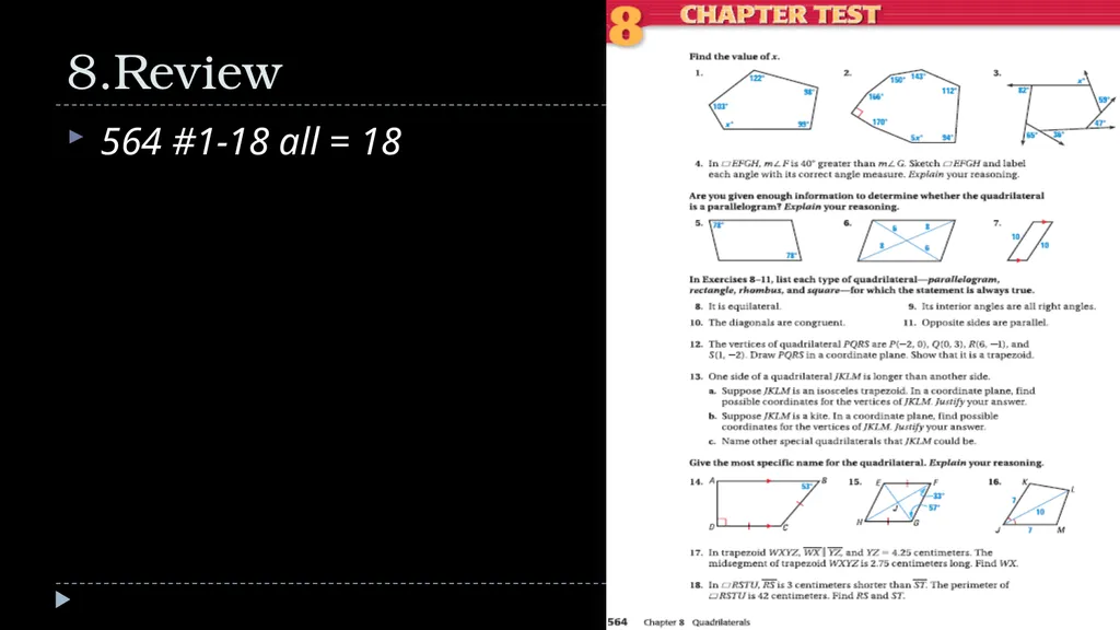 Quadrilaterals Geometry Chapter 8 This Slideshow - slide 40 of 40